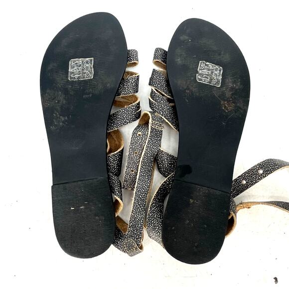 Free People Women's Washed Black Gray Leather Sunever Gladiator Sandals Size 41 - Picture 3 of 6